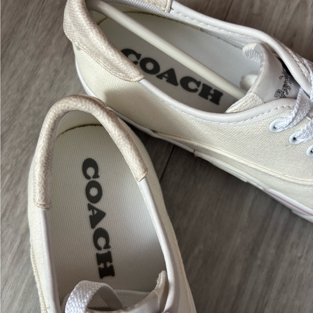 Coach Ivory Canvas Lace-Up Sneakers - Picture 4 of 6
